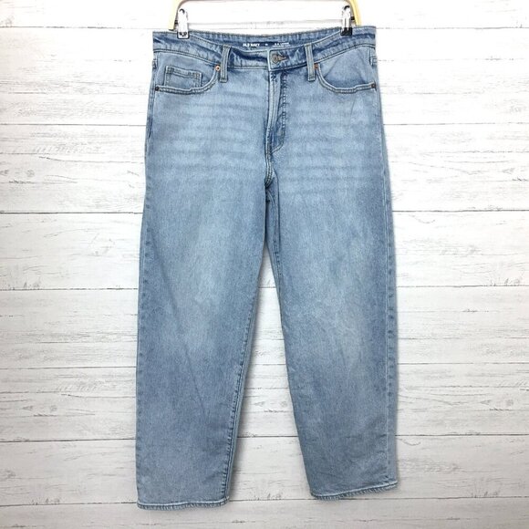Old Navy Women's Jeans O.G. Loose Fit Straight Leg High Rise Light Wash size 12 - Picture 1 of 8